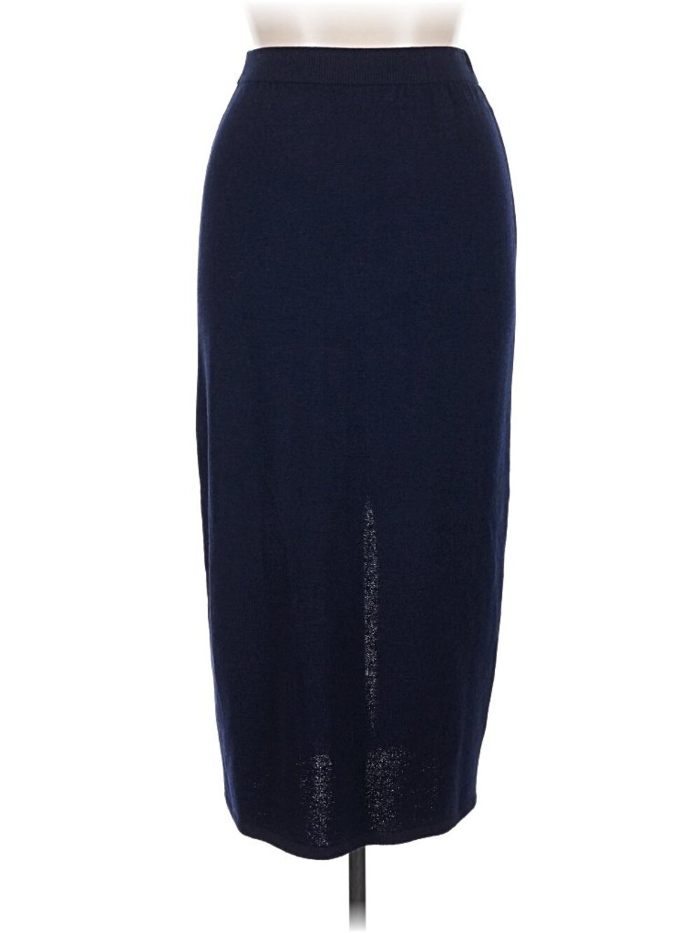 St. John Basics Santana Knit Midi Skirt Navy Blue Size 14 Vintage - Picture 3 of 5